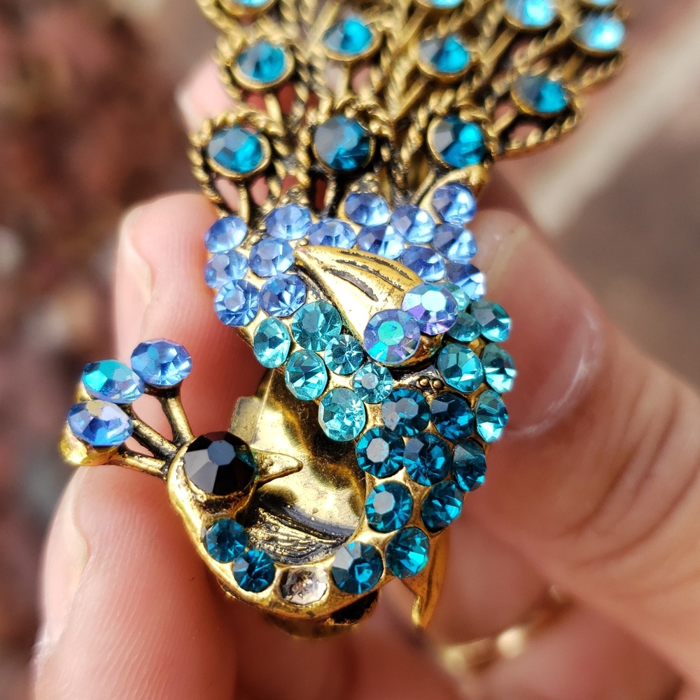 Vintage Womens Hair Barrette Peacock Rhinestone Hair Clip Victorian Timeless - Picture 8 of 13